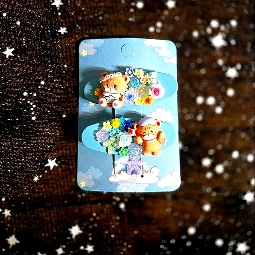 Custom Latte Mikko Illustrations 2 Piece Hair Clip Set